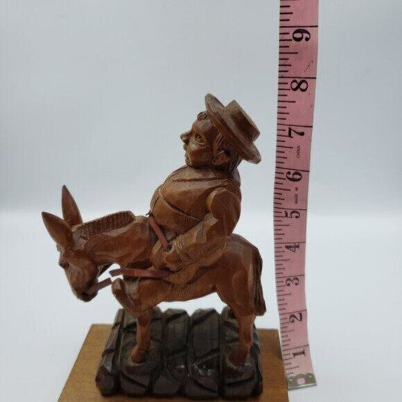 J Pinal Wood Carving Fat Man On Donkey Mexican Folk Art - Picture 11 of 13